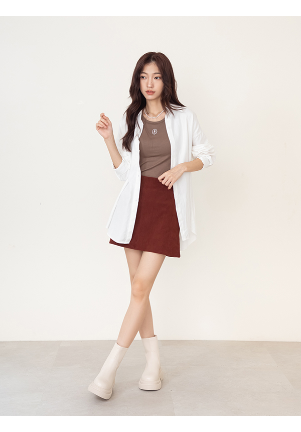 安可返場輕量底素面瘦瘦短靴 米白色