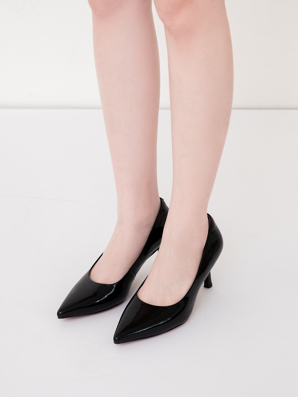 【真皮系列】6.5cm全能氣墊真皮高跟鞋 黑漆