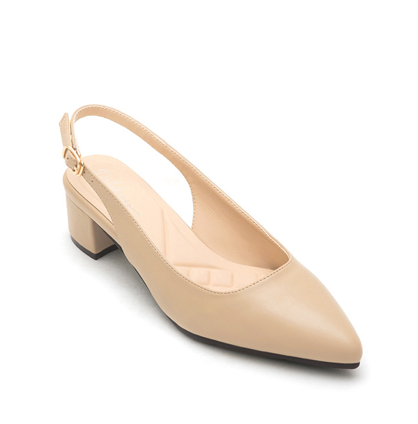 4D Cushion Pointed-Toe Slingback Shoes Beige