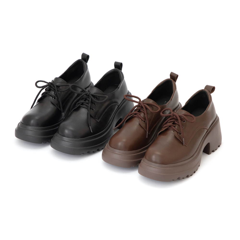 初戀系少女增高加厚底德比鞋 黑色