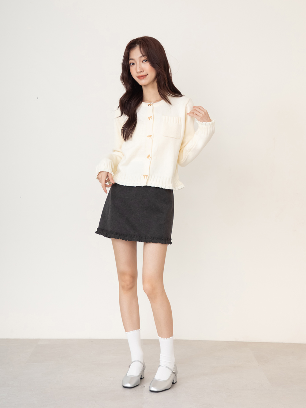 甜蜜蜜方頭氣質粗跟瑪莉珍鞋 銀色