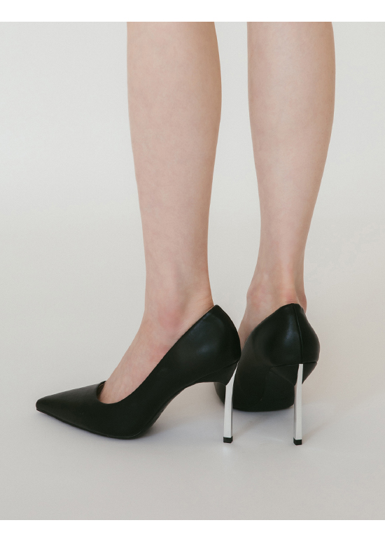 Plain Pointed Toe 9cm High-Heels Black