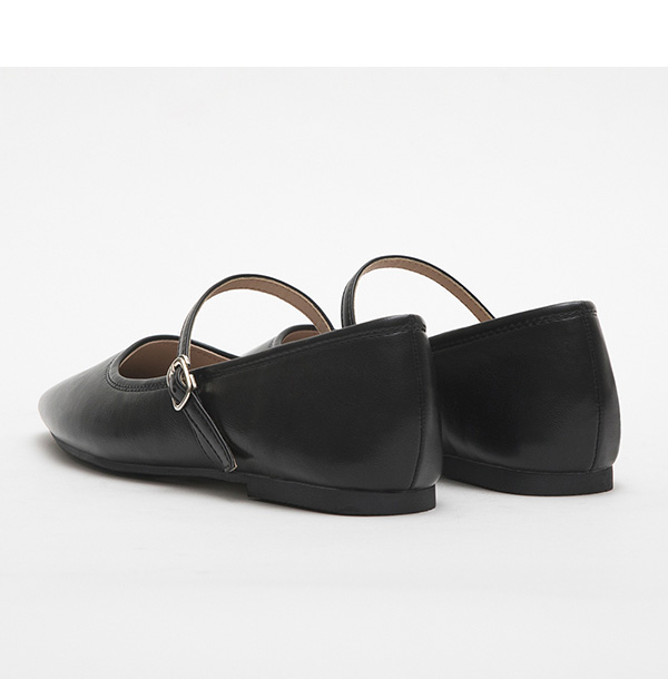 Soft Strappy Flat Mary Jane Shoes Black