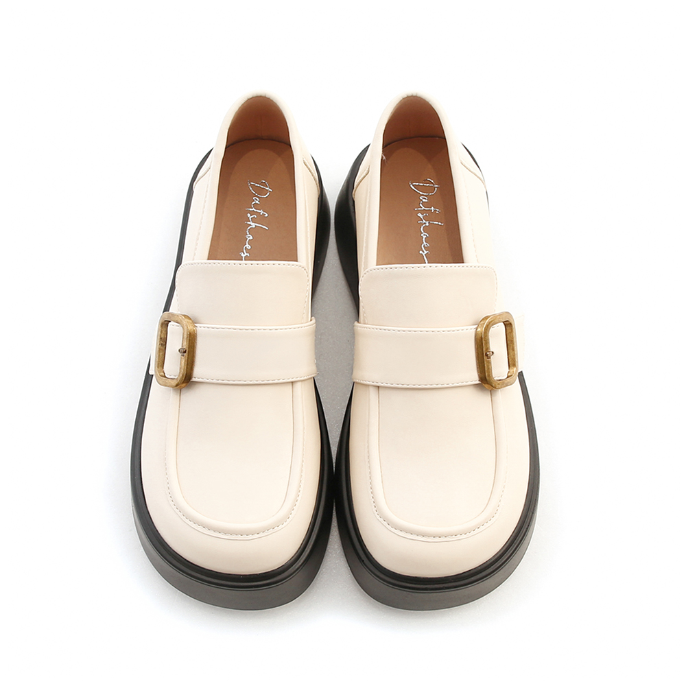 Lightweight Buckle Thick Sole Loafers Vanilla