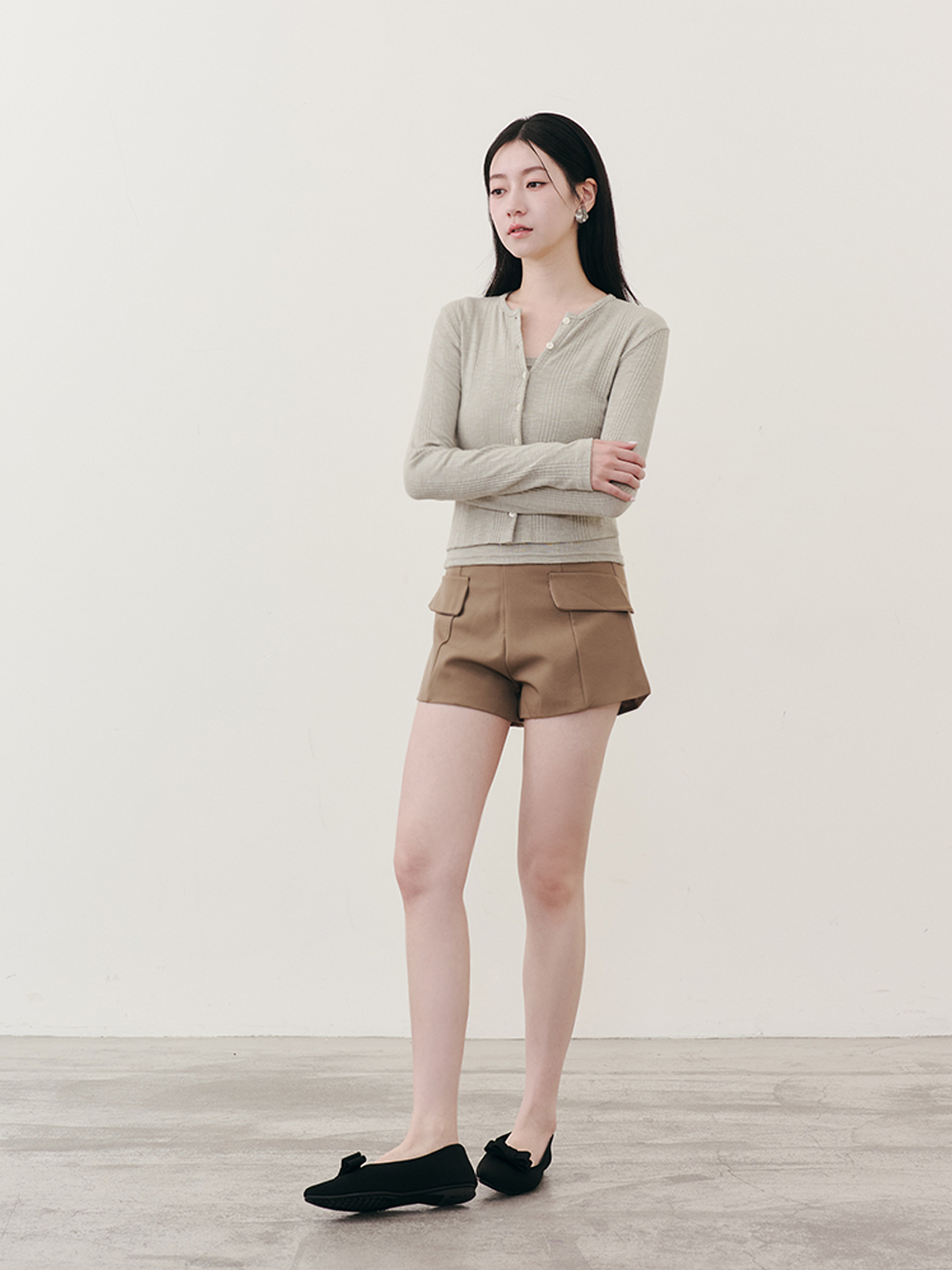 【3D零感雲織鞋】尖頭可拆卸蝴蝶結平底鞋 午夜黑