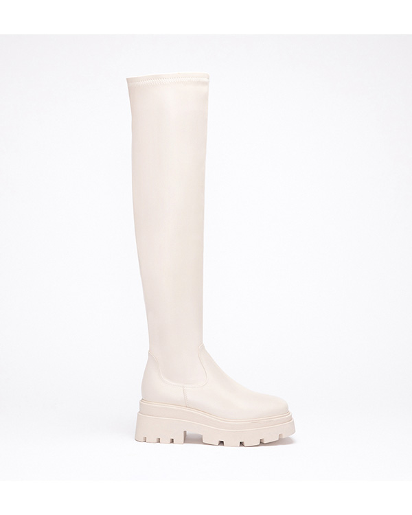 Over-The-Knee Fitting Tall Boots Vanilla