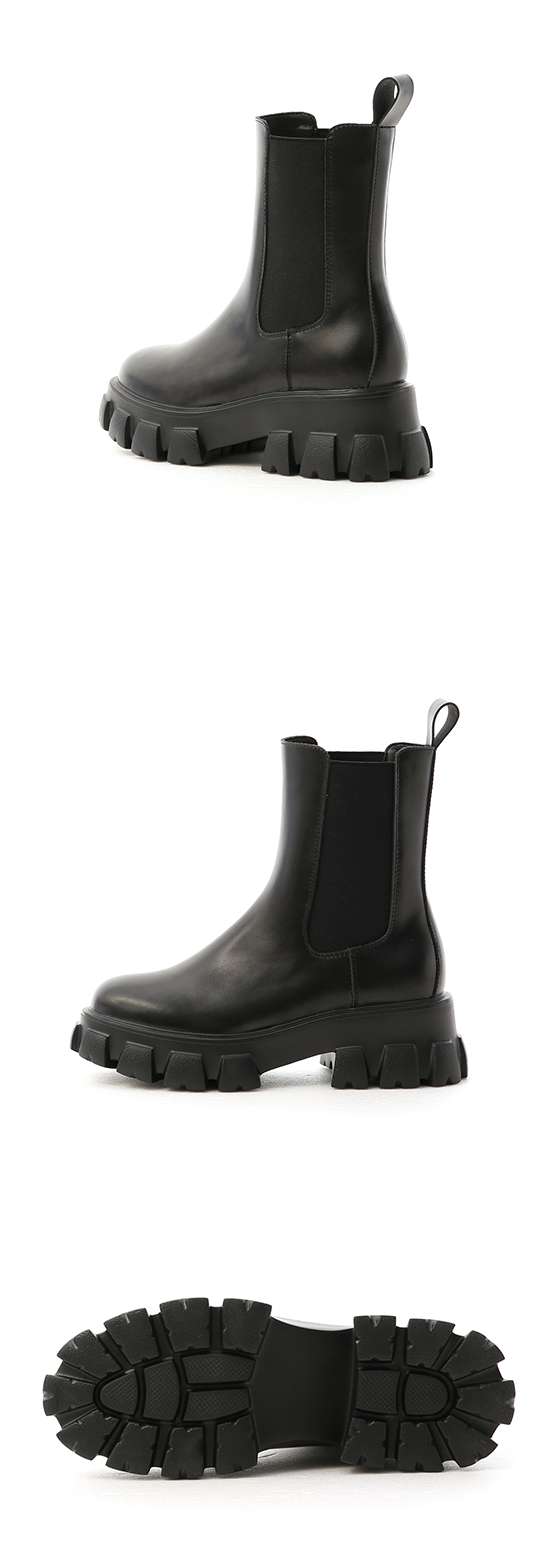 Lightweight Zigzag Chunky Sole Chelsea Boots Black