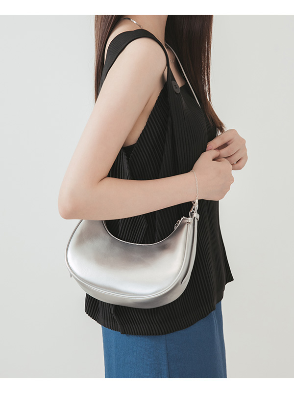 Two-Way Half-Moon Bag Silver