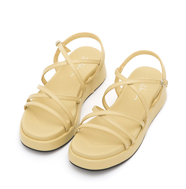 Cross-Strap Thick Sole Sandals Yellow