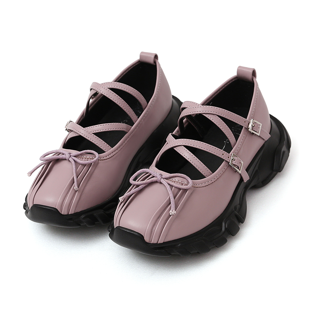 活力芭蕾．蝴蝶結交叉帶瑪莉珍運動鞋 薰衣紫