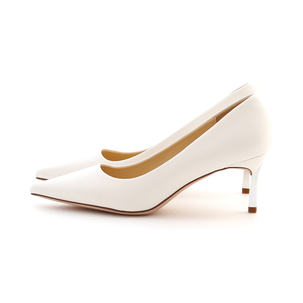 Plain Pointed Toe 6cm High-Heels White