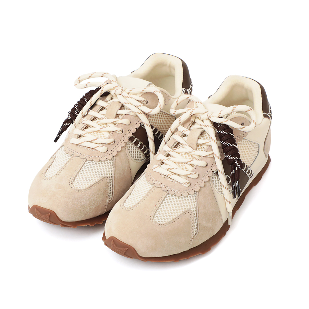 Colorblock Design Leather Sneakers Pink