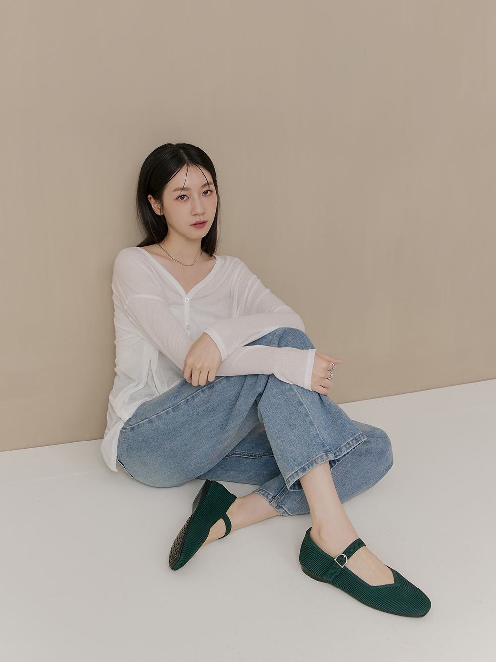 【3D零感雲織鞋】方頭瑪莉珍鞋 森林綠