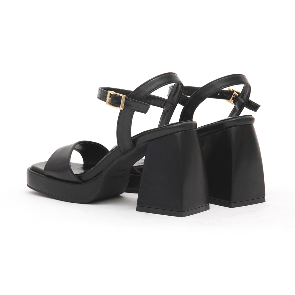 Single-Strap High-Heeled Platform Sandals Black