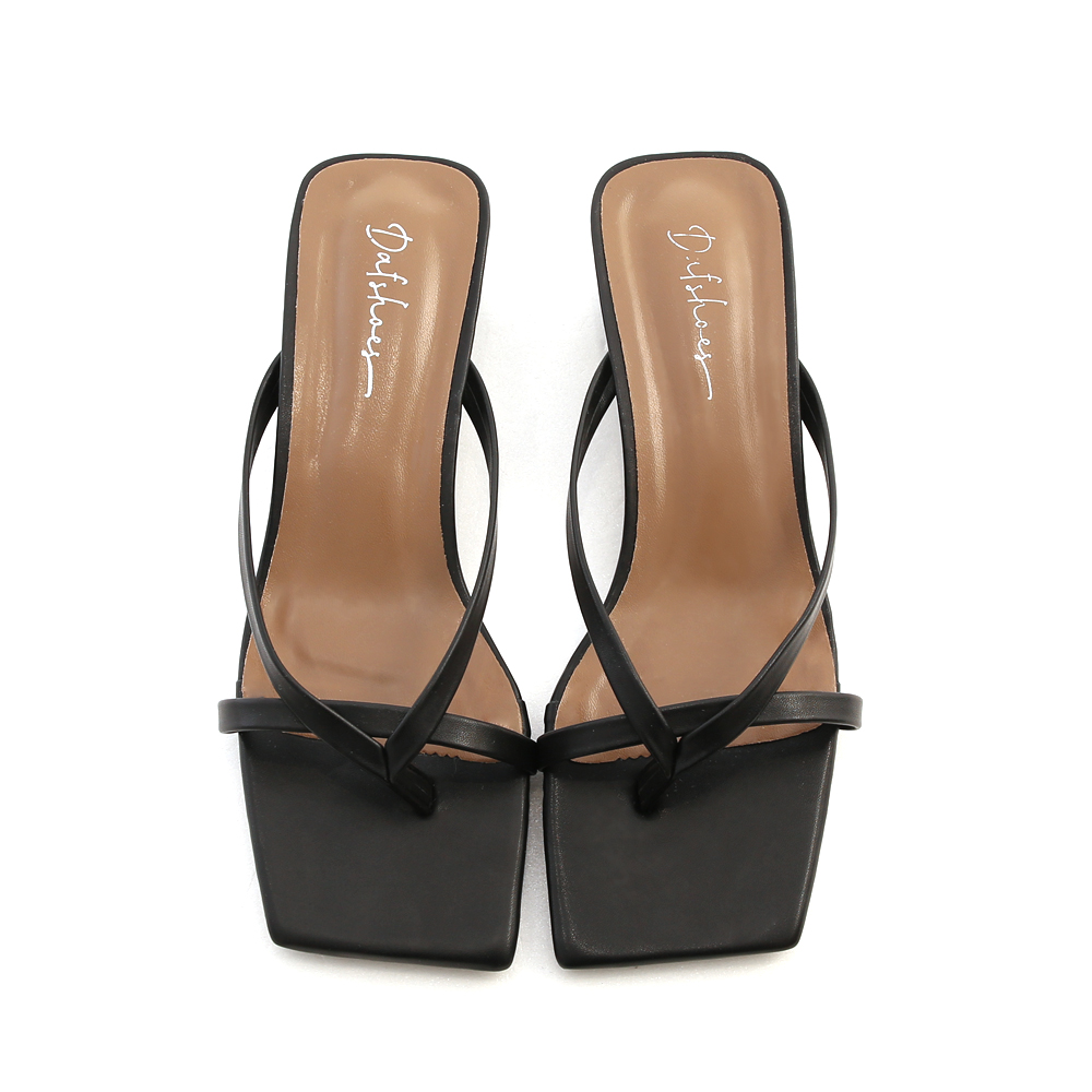 Square Toe Strappy Slip On Sandals Black D AF Official Online Shop