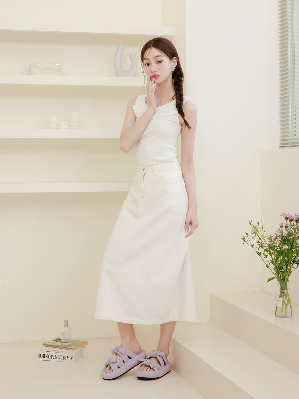 可愛雙蝴蝶結胖胖底氣墊拖鞋 紫