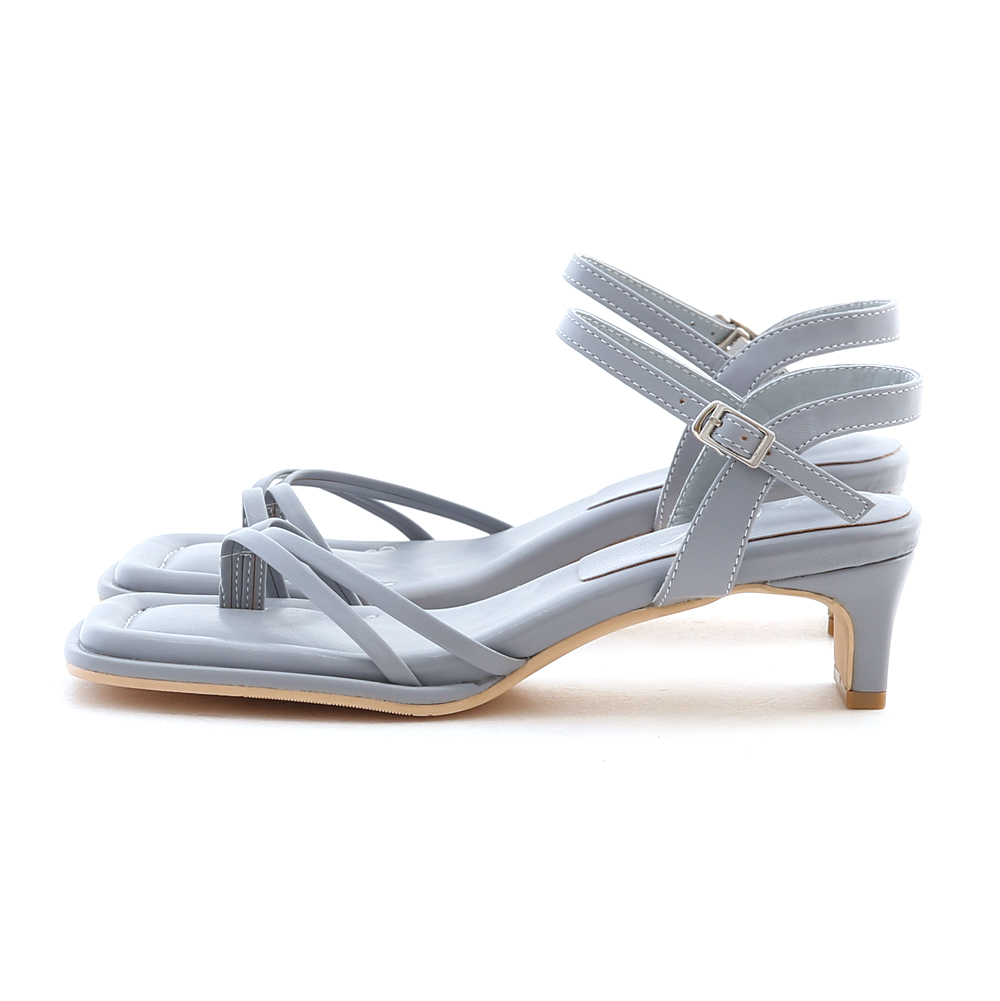 Puffy Cushioned Double-Strap Flat Heel Sandals Serenity Blue