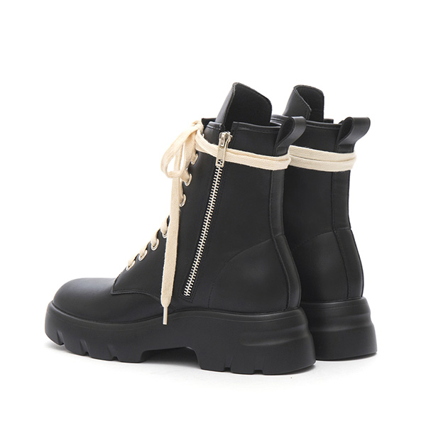 Lightweight Sole Colorblock Combat Ankle Boots Black