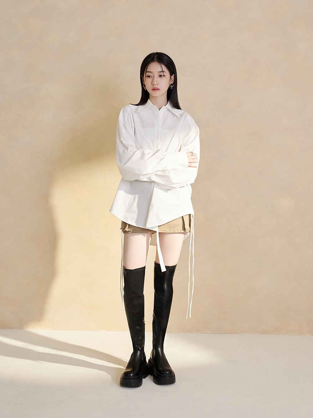 超激瘦.Plus級加厚鬆糕底瘦瘦膝上靴 時尚黑