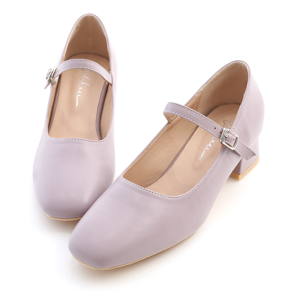 Heeled Mary Jane Shoes Lavender