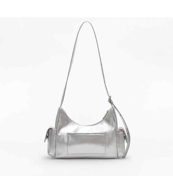 Double Pocket Sling Bag Silver