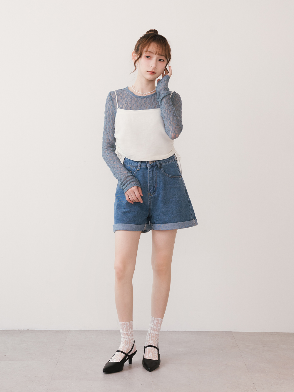 一穿愛上尖頭低跟後空跟鞋 黑