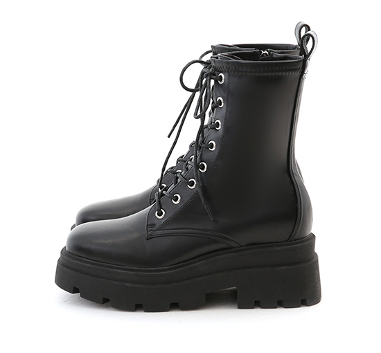 Chunky Sole Lace-up Boots Black