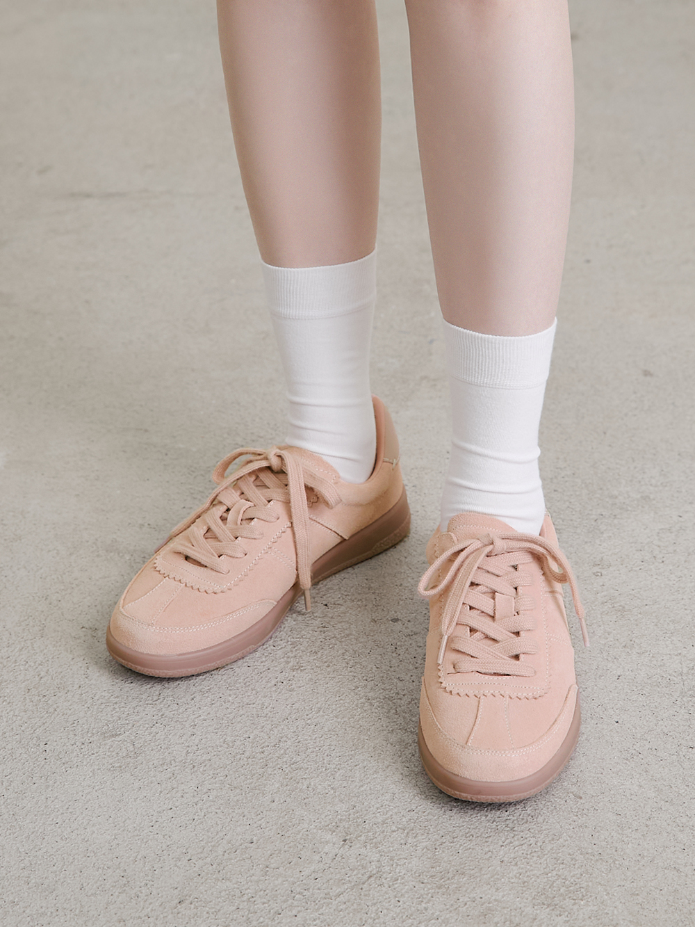 進化版2.0雙色鞋帶真皮德訓鞋 粉色