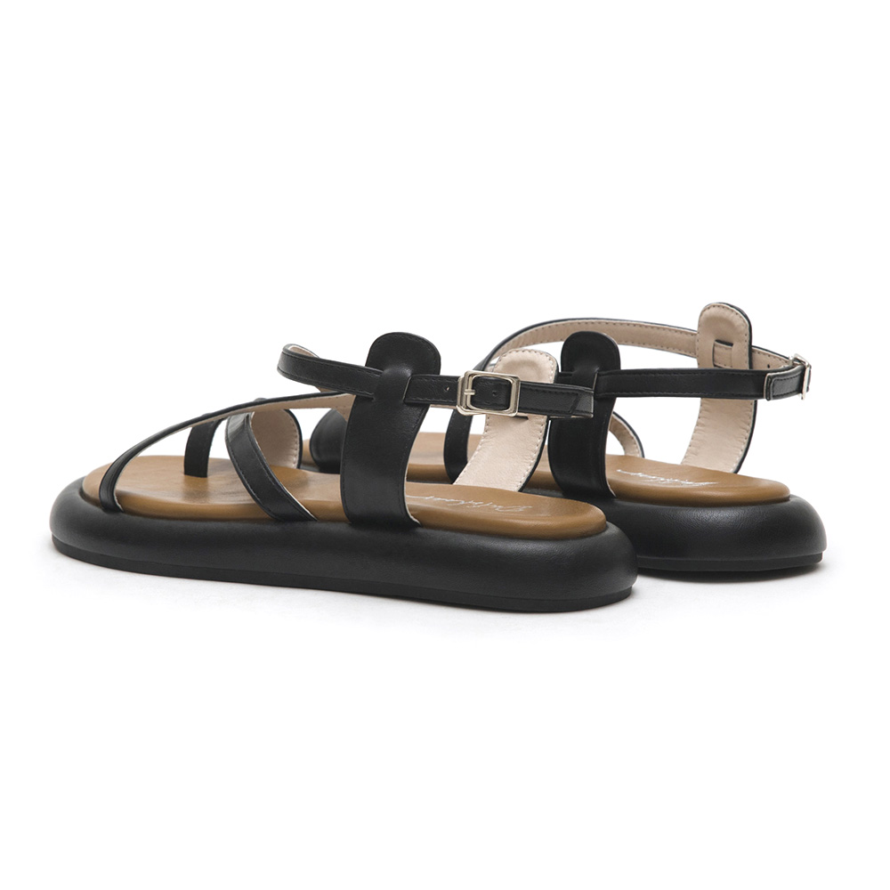 Layered Toe-Loop Platform Sandals Black