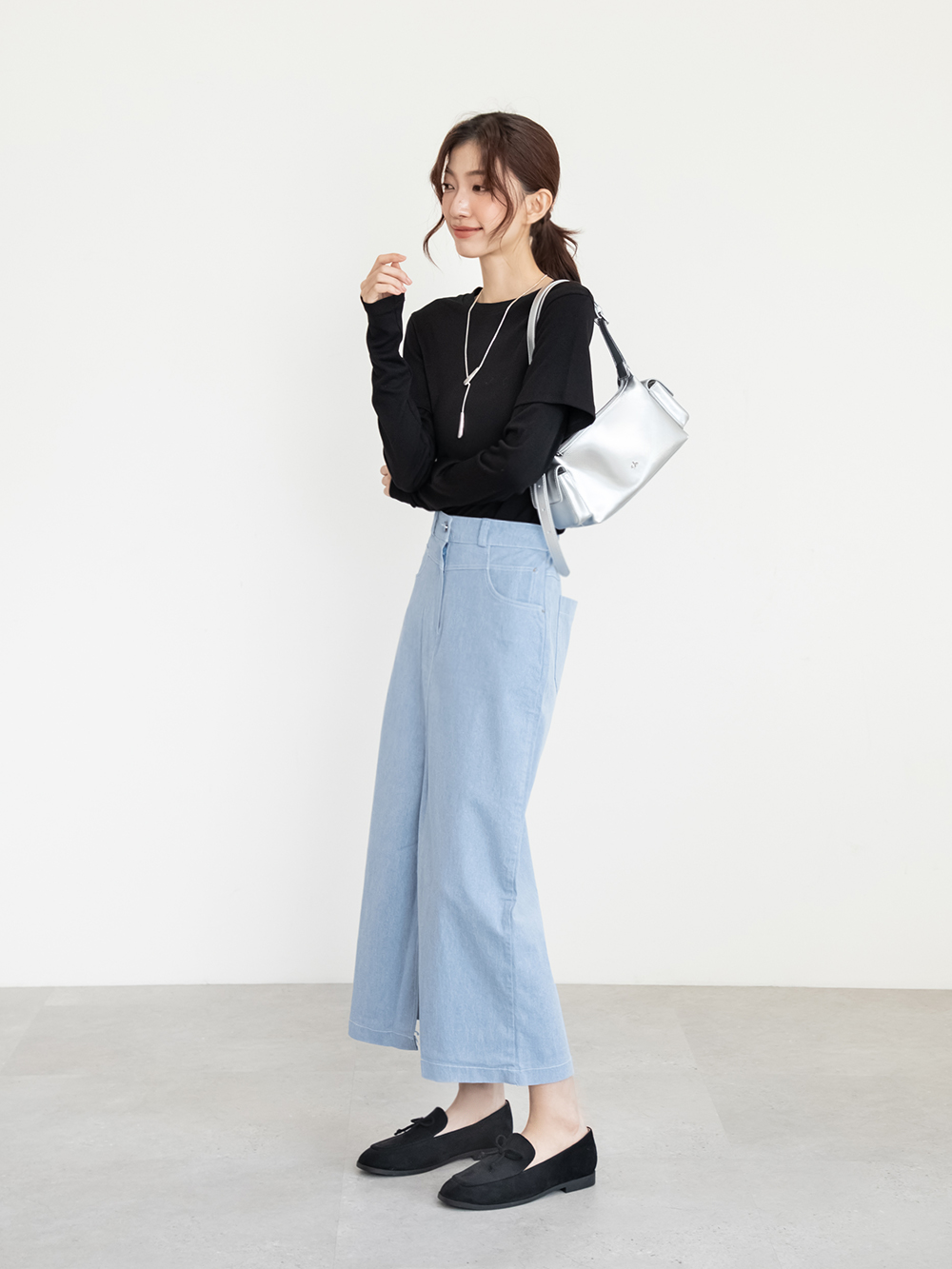 恆久經典4D氣墊蝴蝶結樂福鞋 黑色