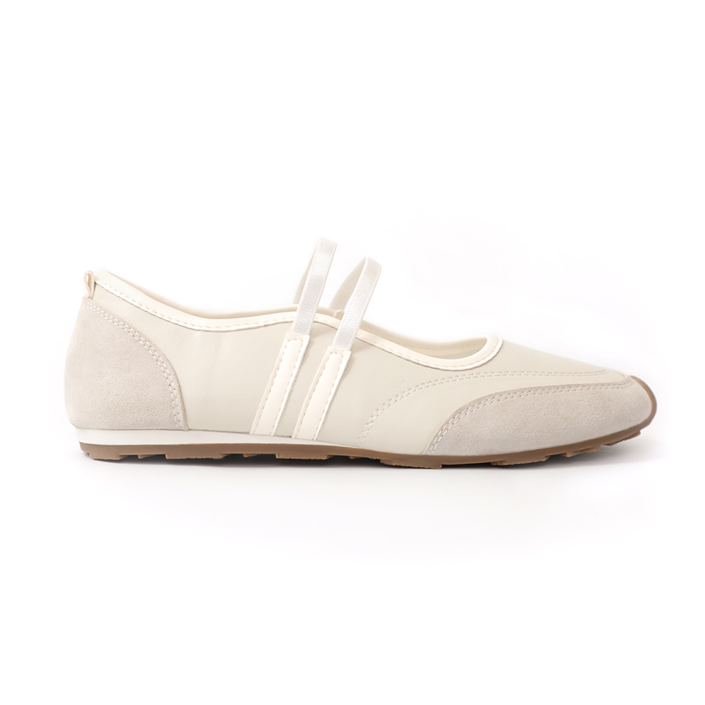 青春無敵雙帶機能芭蕾鞋 米