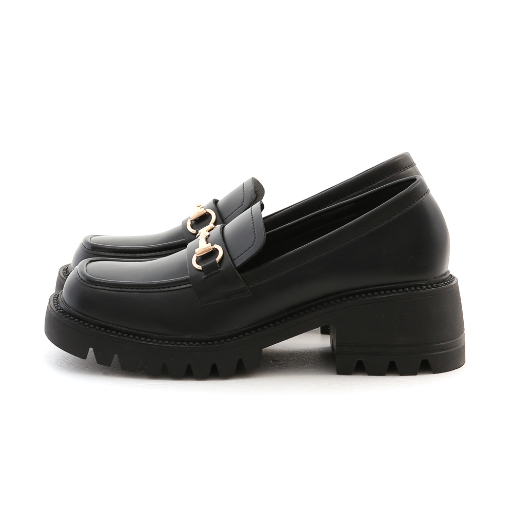 Square Toe Platform Horsebit Loafers Black │ D+AF Official Online Shop