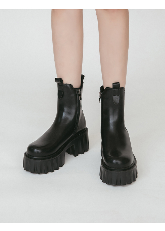 Zig-Zag Chunky Platform Chelsea Boots Black