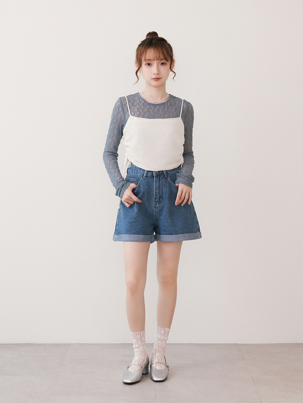 典雅少女V口低跟瑪莉珍鞋 銀