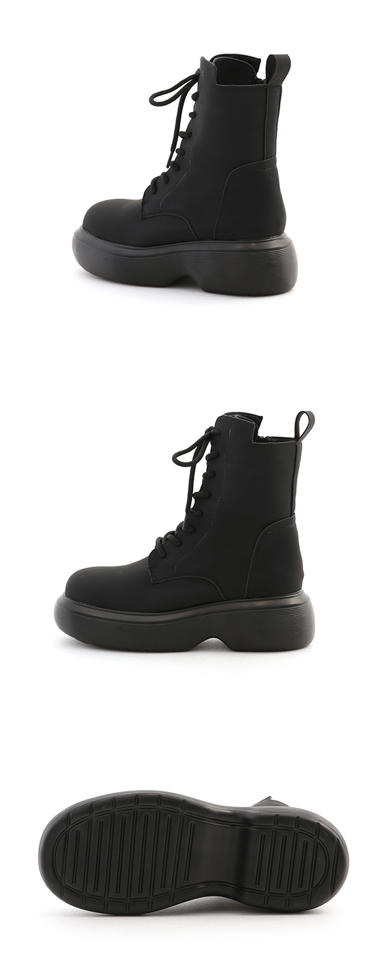 Lightweight Sole Lace-Up Short Military Boots Black