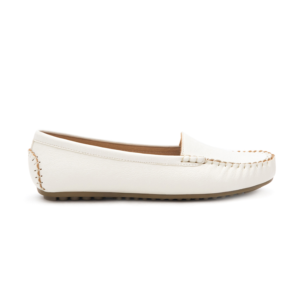 MIT Solid Moccasin Loafers White