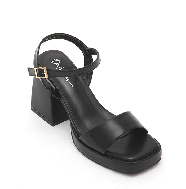 Single-Strap High-Heeled Platform Sandals Black