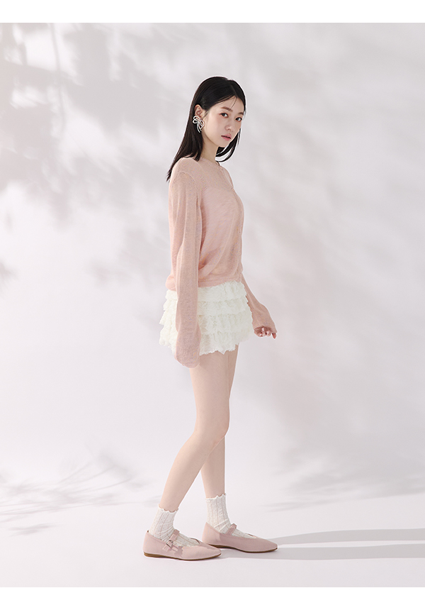 【3D零感雲織鞋】尖頭瑪莉珍鞋 裸膚粉