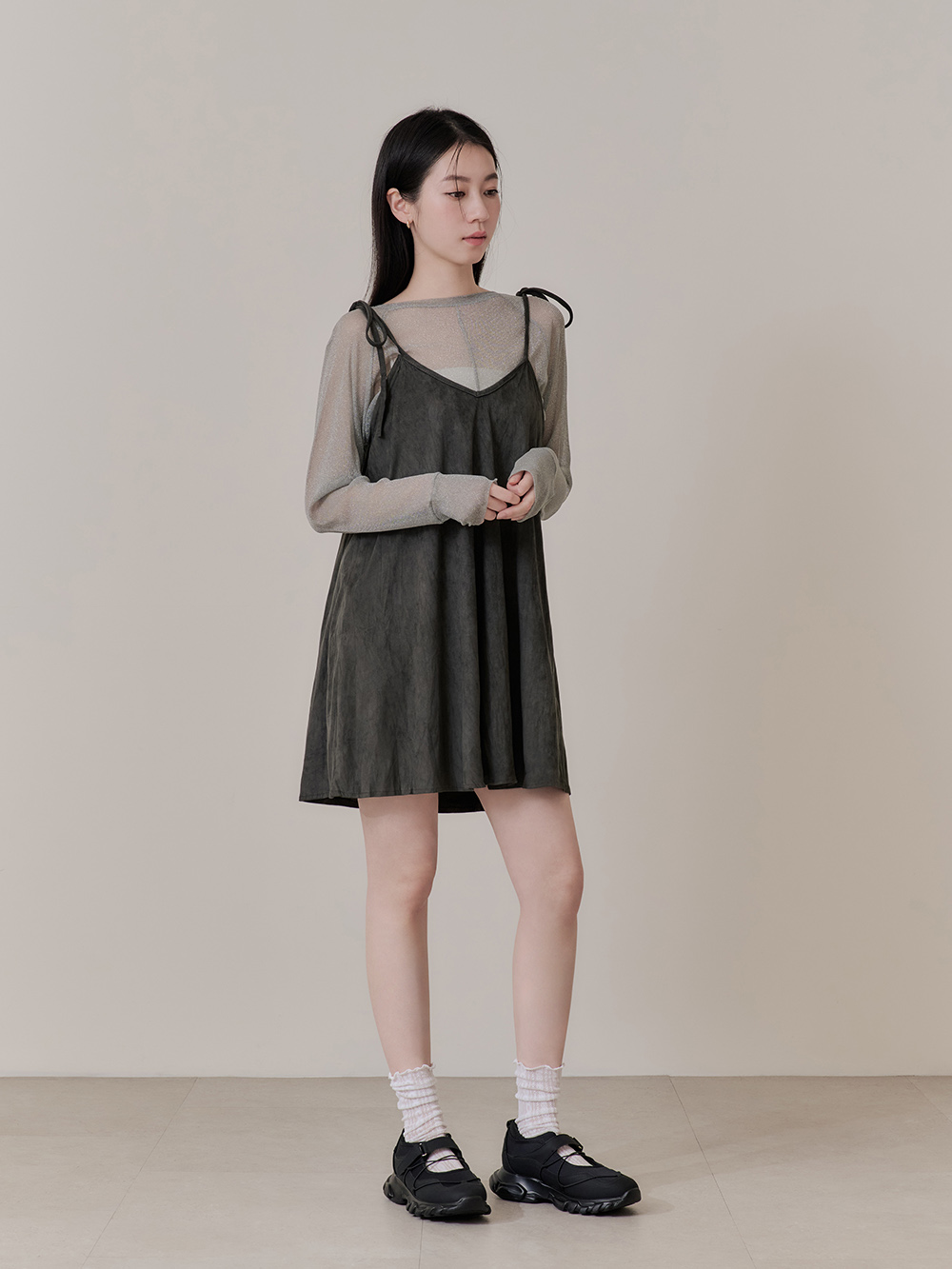 氣墊回彈輕量運動風芭蕾鞋 黑