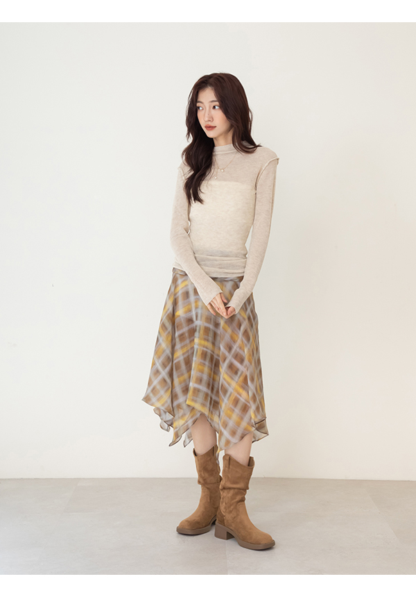 嬉皮小V口抓皺西部堆堆靴 棕色