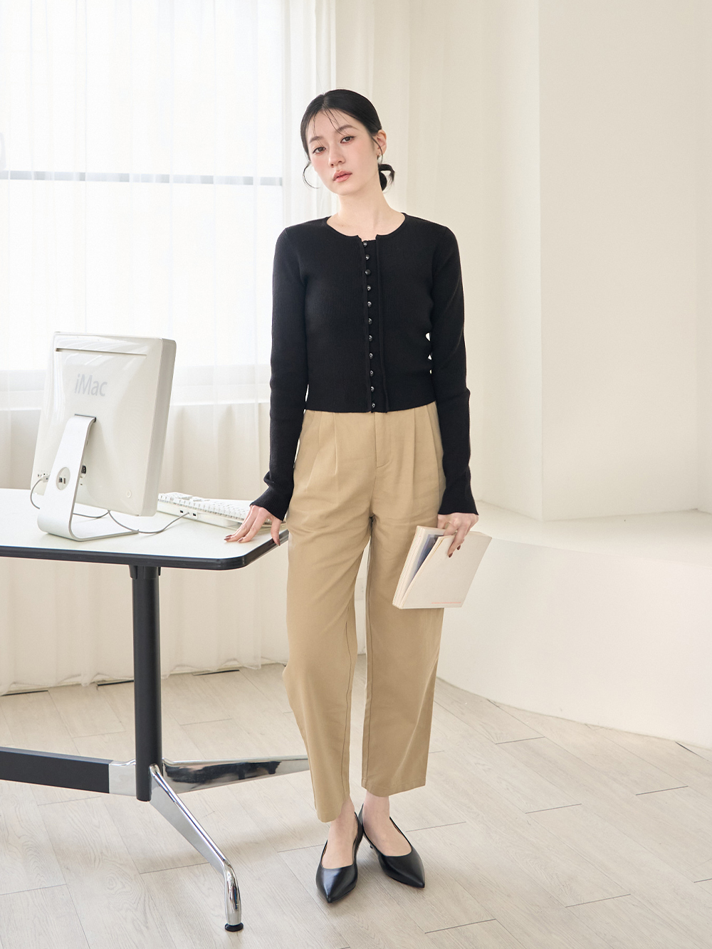 【真皮系列】3.5cm全能氣墊真皮低跟鞋 時尚黑