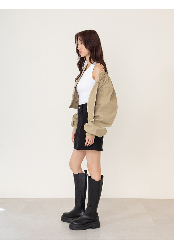 時尚型女輕量底切爾西長靴 黑色