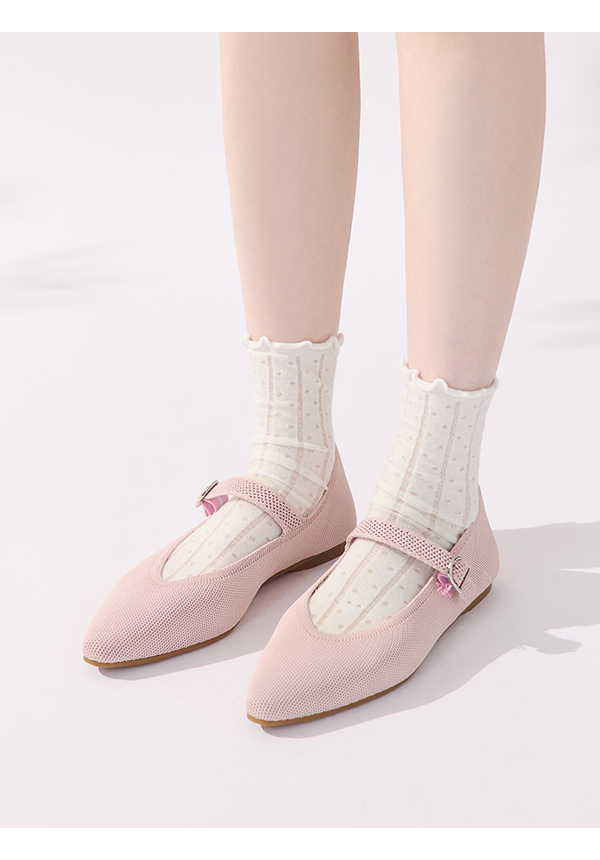 【3D零感雲織鞋】尖頭瑪莉珍鞋 裸膚粉