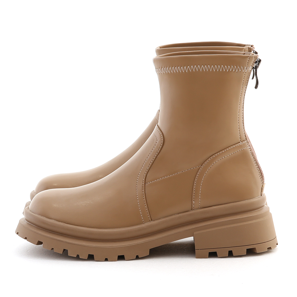 Plain Thick Sole Slimming Boots Beige